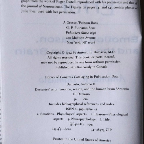 Descartes' Error book used, Greek language