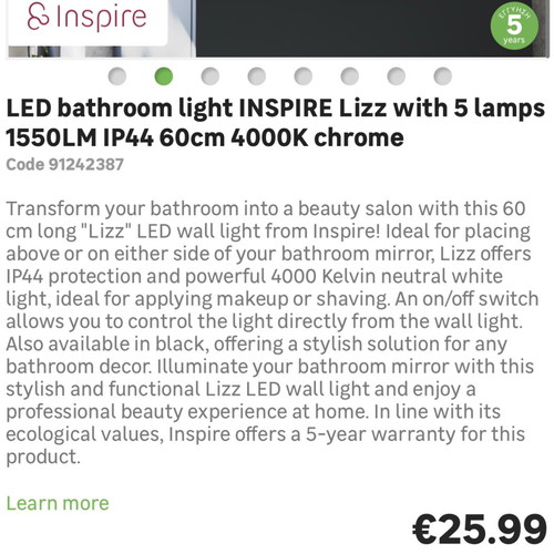 Bathroom light with 5 LED like new