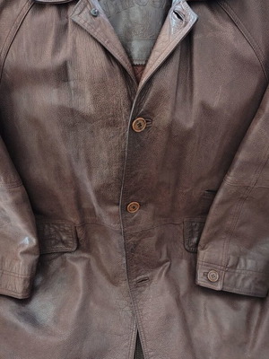 Vincent genuine leather men's long coat used, brown, made in Italy