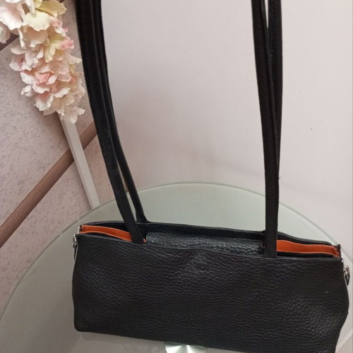 Voi shoulder bag used, genuine leather, black and salmon