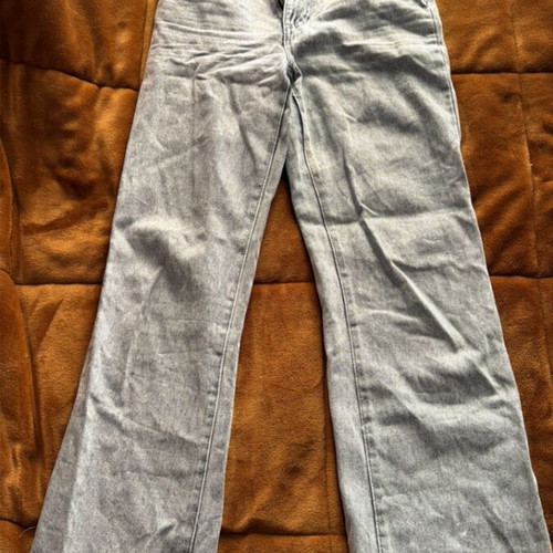 Jeans high waist straight leg XS like new, white and grey