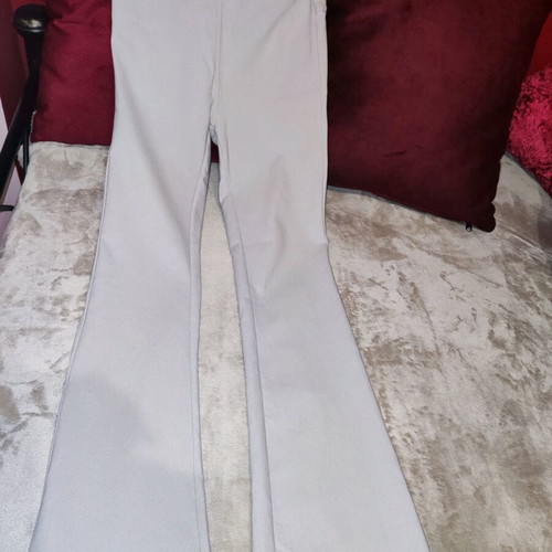 High-waisted pants like new, slim fit, gray ice white