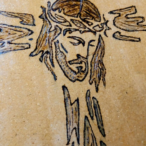 Handmade pyrography on wood, new