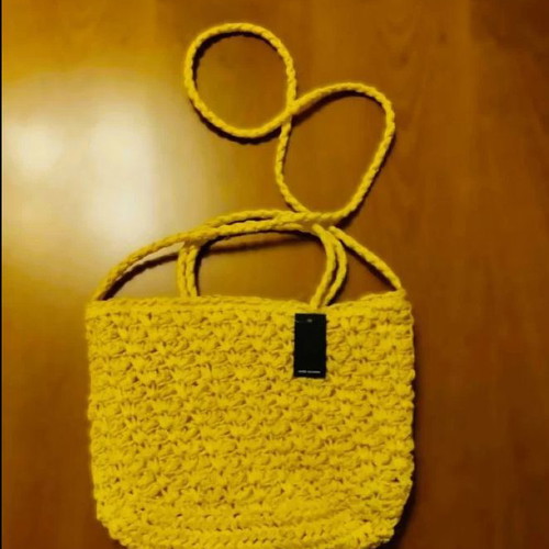 Crochet bag crossbody yellow new with tag