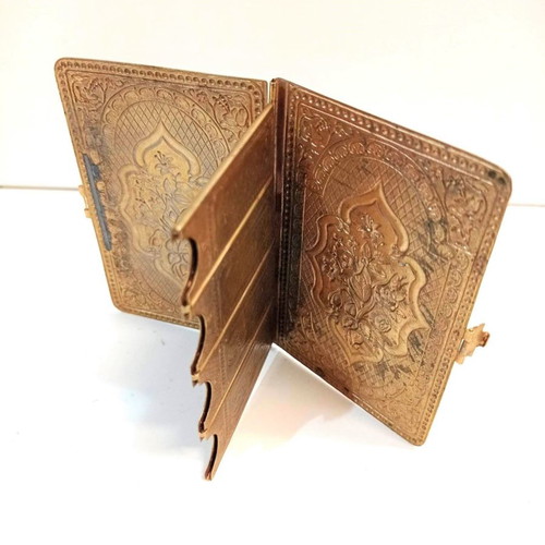 Bronze needle case early 20th century with rich engravings