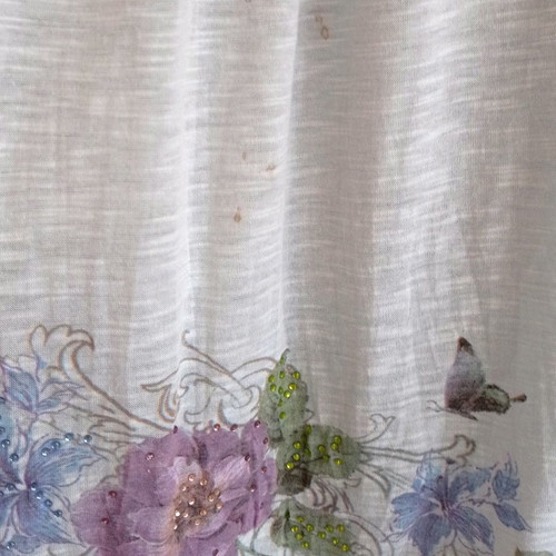 Short dress used large with floral print and lace