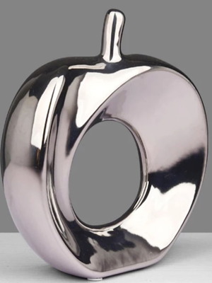 Ceramic decorative apple silver 24 cm new