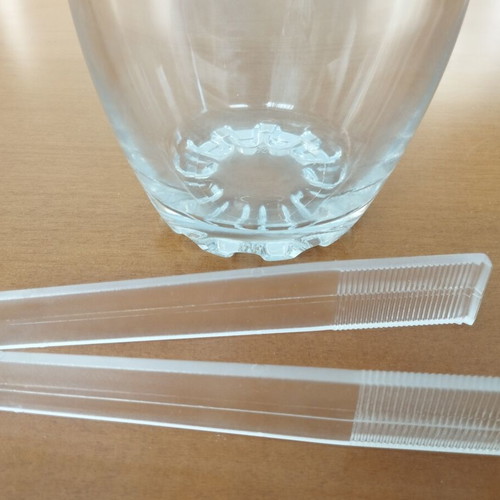 Glass Ice Bucket with Tongs and Handle new