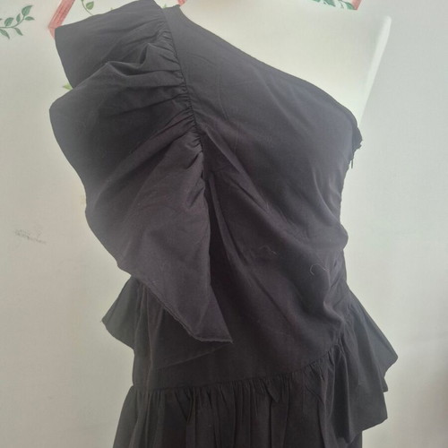 Sfera dress with one shoulder and ruffles, new, black, size S