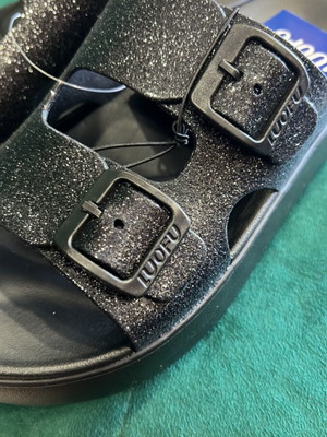 Parex slippers with rhinestones size 39, new, black