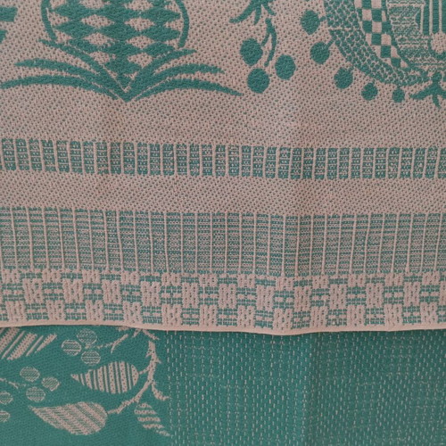 Woven bedspread 1.35 x 1.95m, turquoise floral design