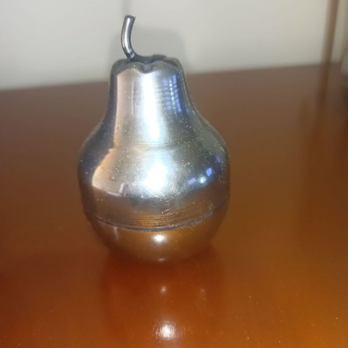 Vintage silver plate apple and pear containers, set of 2