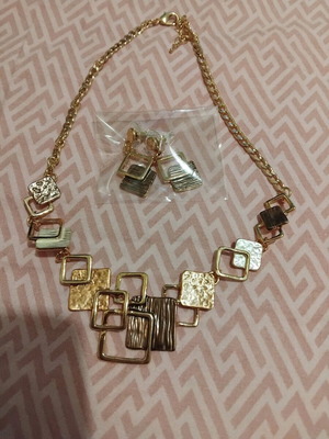 Jewelry earrings and gold-tone pendant necklace new