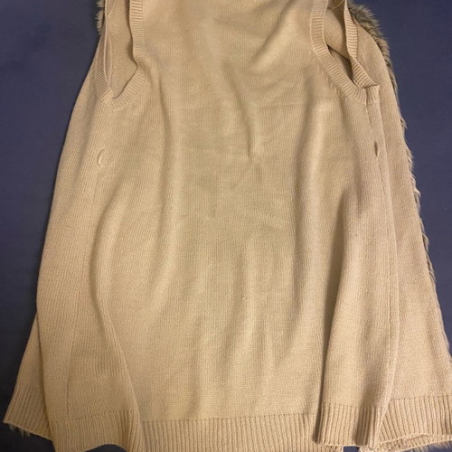 Vest with fur details without belt, size M, beige