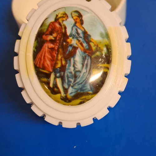 Vintage mini jewelry boxes set of 4 used, white with handpainted designs