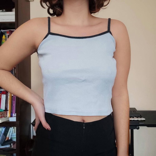 Morgan de Toi crop top with glitter straps blue, vintage, size S