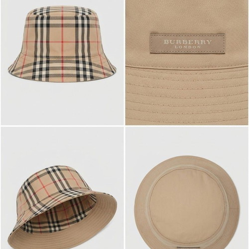 Burberry reversible bucket hat like new, size M, multicolor beige