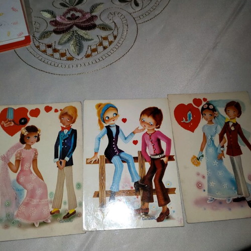 Vintage love cards new, pack of 3 pieces