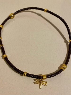 Bijou Brigitte necklace new, leather with gold decorations