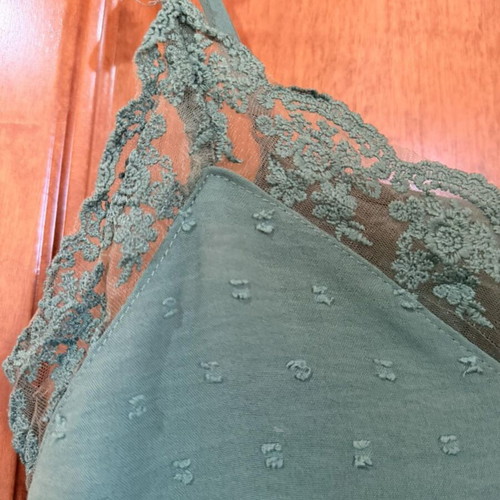 Shein women's green top with lace, size S
