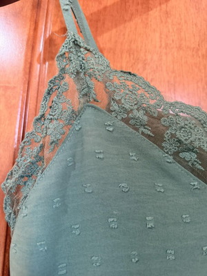 Shein women's green top with lace, size S