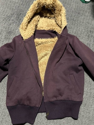 Bomber jacket used with fur lining and hood purple