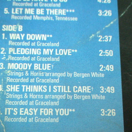 Elvis Presley Moody Blue vinyl used, rock