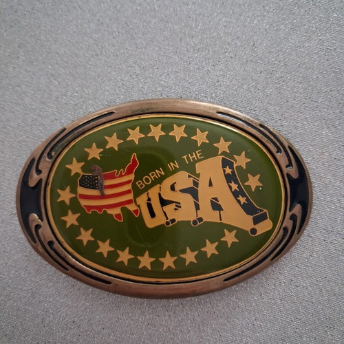 Vintage Born in the USA Belt Buckle 1986 Solid Brass used