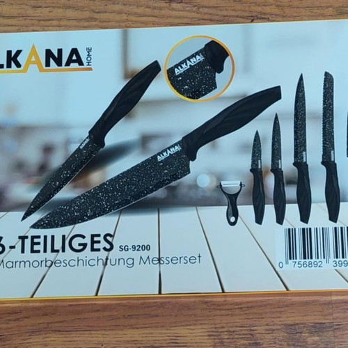 Alkana 6-Piece Knife Set with Marble Coating, New