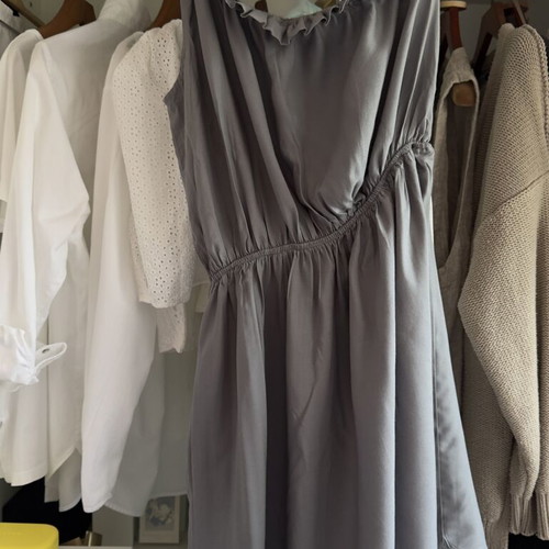 Oysho one-shoulder summer dress, grey, size M