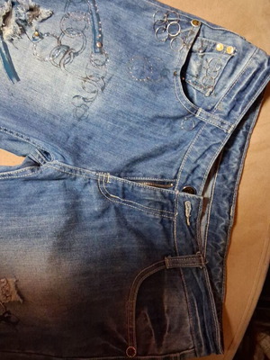 Jeans size L used, blue with stain