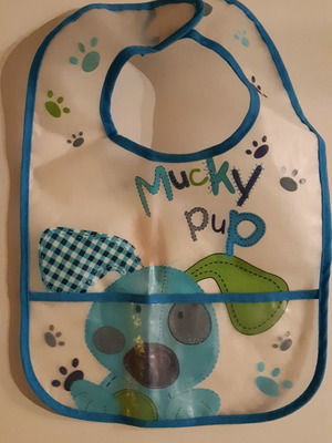 Αδιάβροχη βρεφική σαλιάρα Mucky pup μεταχειρισμένη Interbaby 43x35cm με velcro