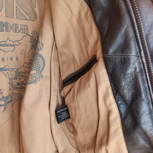 Leather jacket used, authentic leather, brown, size M