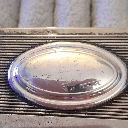 Vintage powder compact with mirror used, silver 925