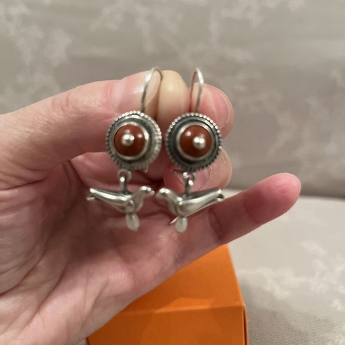 Silver earrings with doves from Benaki Museum, like new