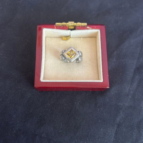 Silver 950 vintage ring with yellow stone used