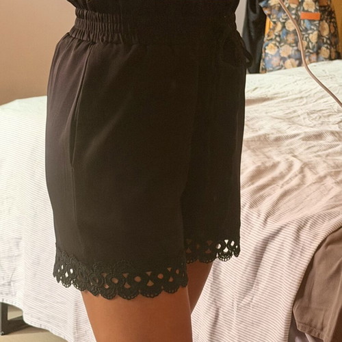 Black satin shorts with lace trim size S/M new