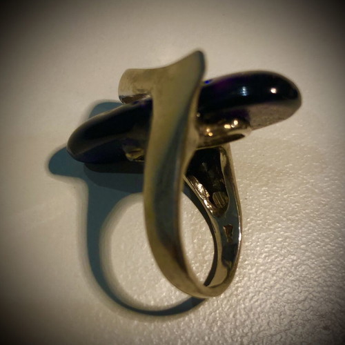 Avaris handmade ring 925 silver with dichroic fused glass stone
