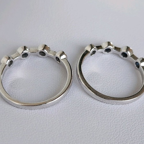 White gold rings used, set of 3, 14 carat with sapphire and brilliant