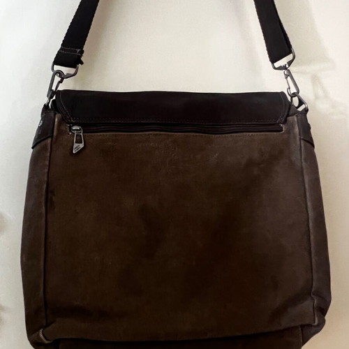 New Man messenger bag like new, leather and cotton brown shades