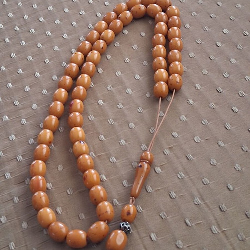 Komboloi worry beads genuine old Persian mastic sudurus, handmade, 55 beads