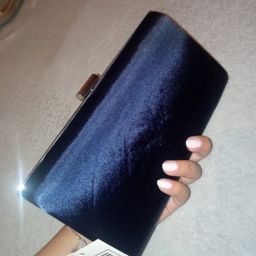 Clutch bag new, blue and silver