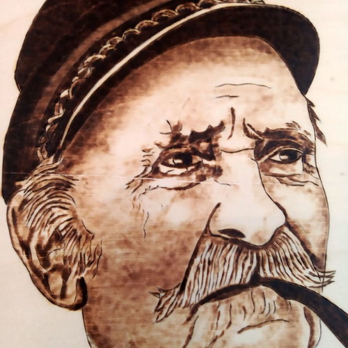Portrait of Sailor woodburning painting new on poplar wood