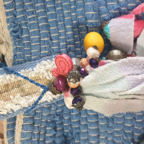 Handmade blue shoulder beach bag custom order