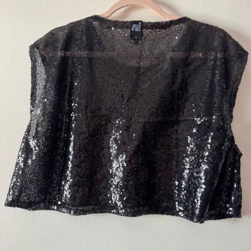 Black Sequin Top handmade in Greece, size S, like new