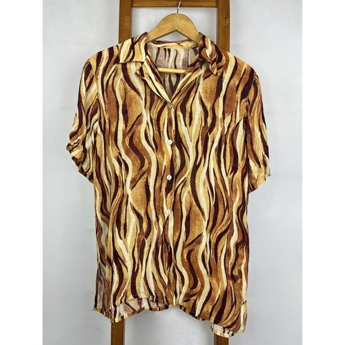Vintage abstract animal print shirt L made in Italy viscose linen blend used