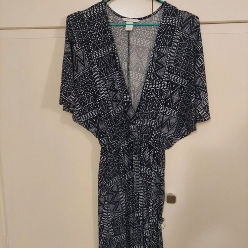 H&M wrap summer dress like new, blue with white details