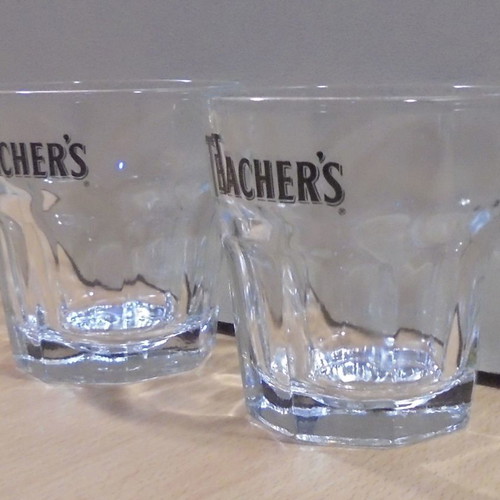 Teacher's scotch whisky promotional set of 2 glasses used