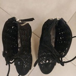 Zara peep-toe pump used, mesh with thin high heel