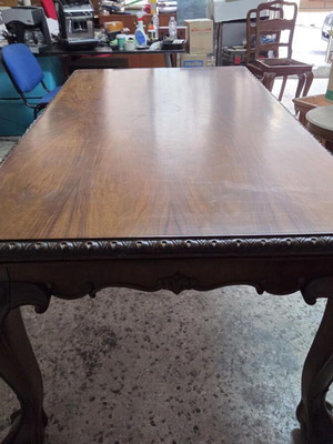 Dining table with 6 chairs and 2 armchairs refurbished, solid walnut wood